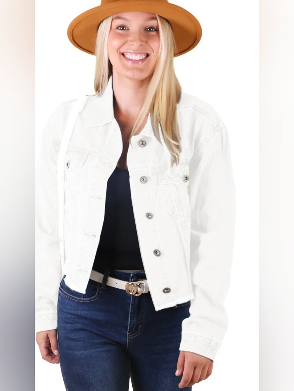 Anna Kaci- White Denim Jacket. Sz Sm. - Picture 10 of 13
